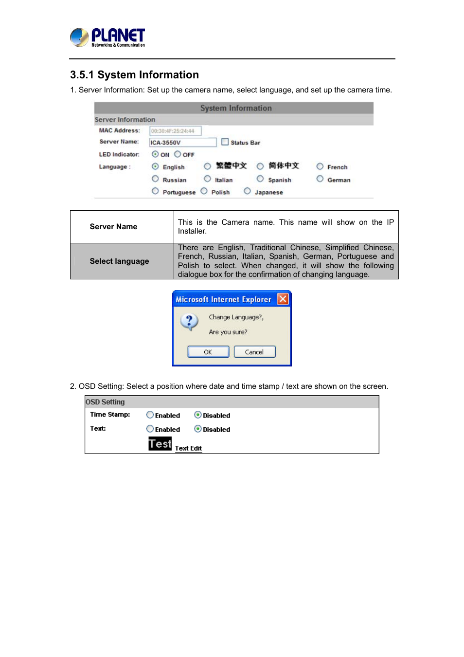 1 system information | PLANET ICA-3550V User Manual | Page 34 / 74