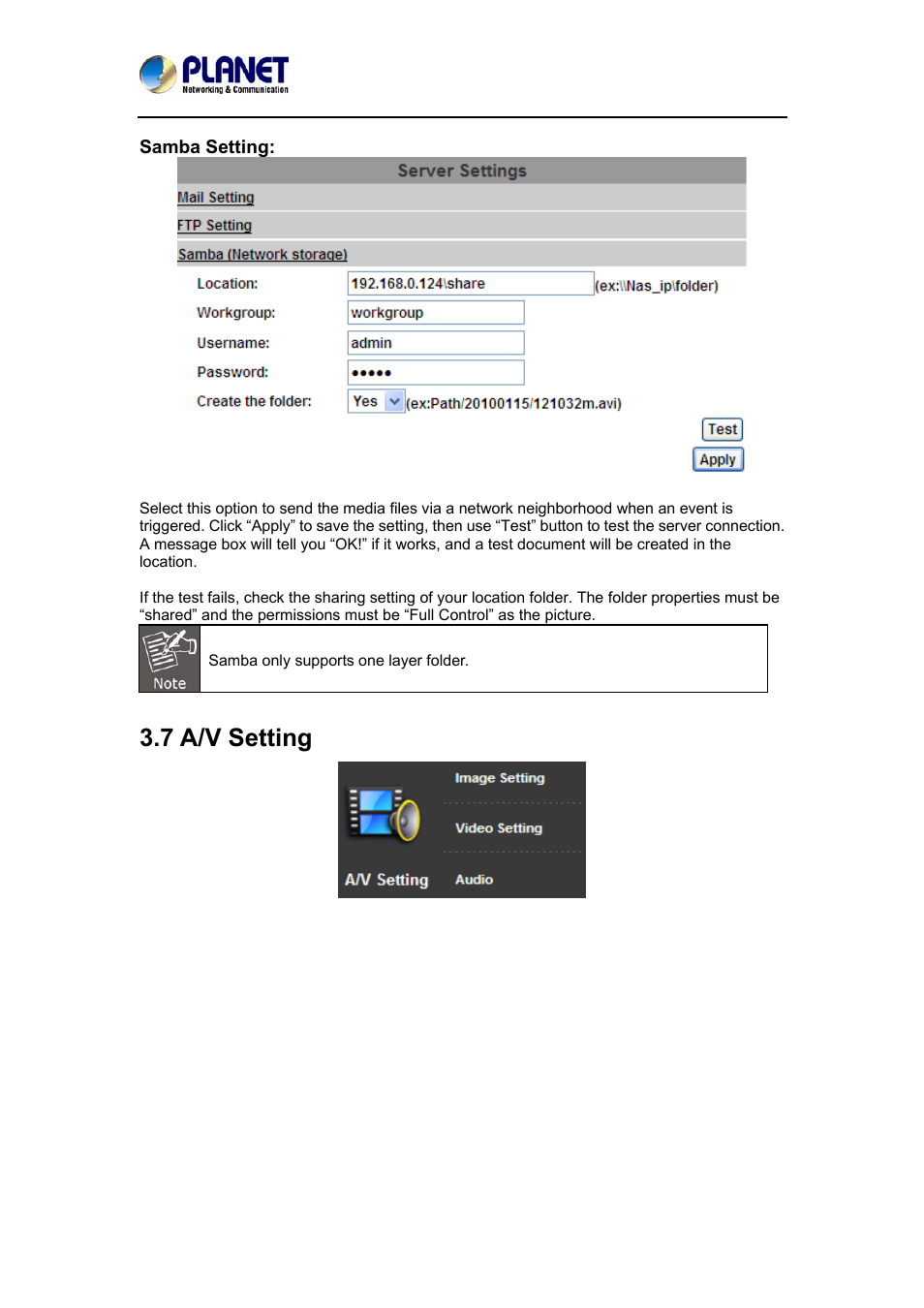 7 a/v setting | PLANET ICA-3550V User Manual | Page 50 / 74