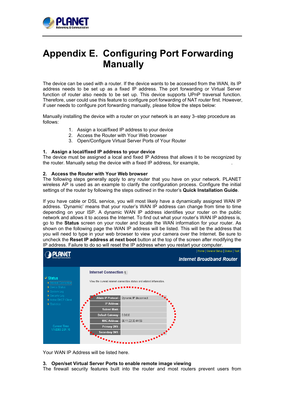 Appendix e. configuring port forwarding manually | PLANET ICA-3550V User Manual | Page 67 / 74
