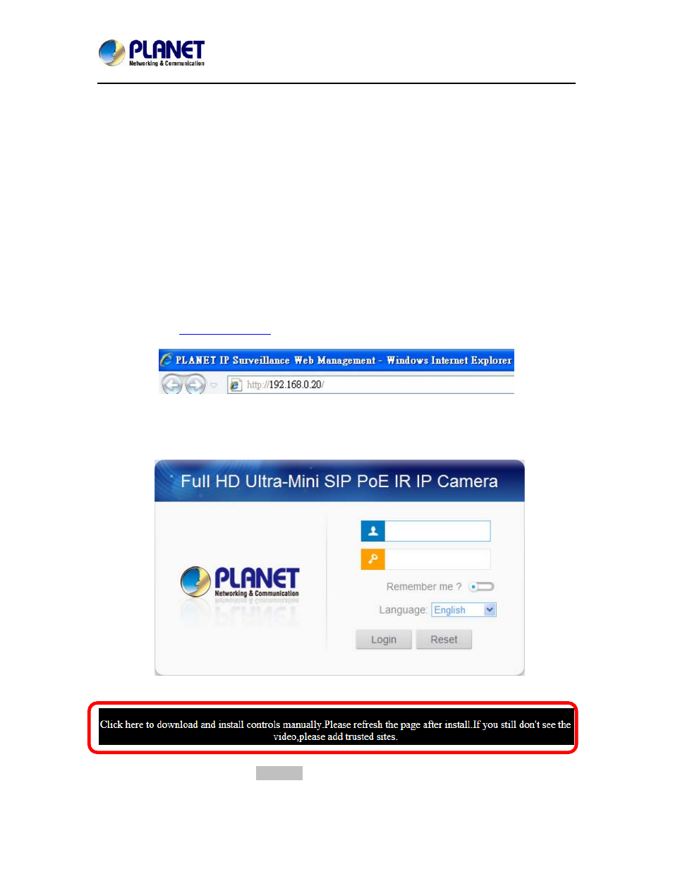 Chapter 3. web-based management, Introduction, Connecting to internet camera | Introduction 3.2. connecting to internet camera | PLANET ICA-4130S User Manual | Page 14 / 45