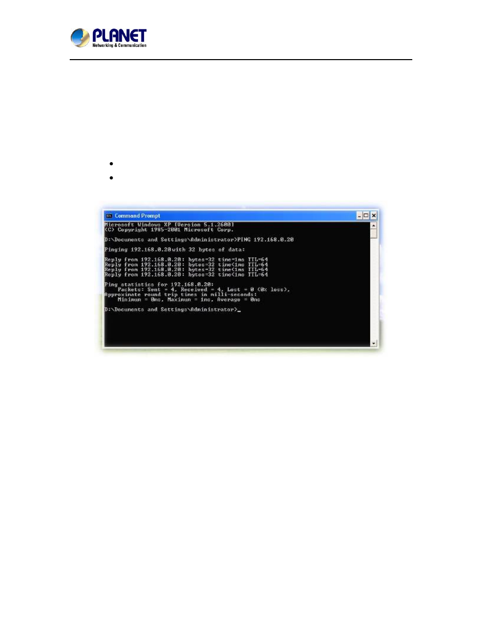 Appendix a: ping ip address, Appendix a: ping ip, Address | PLANET ICA-4130S User Manual | Page 39 / 45