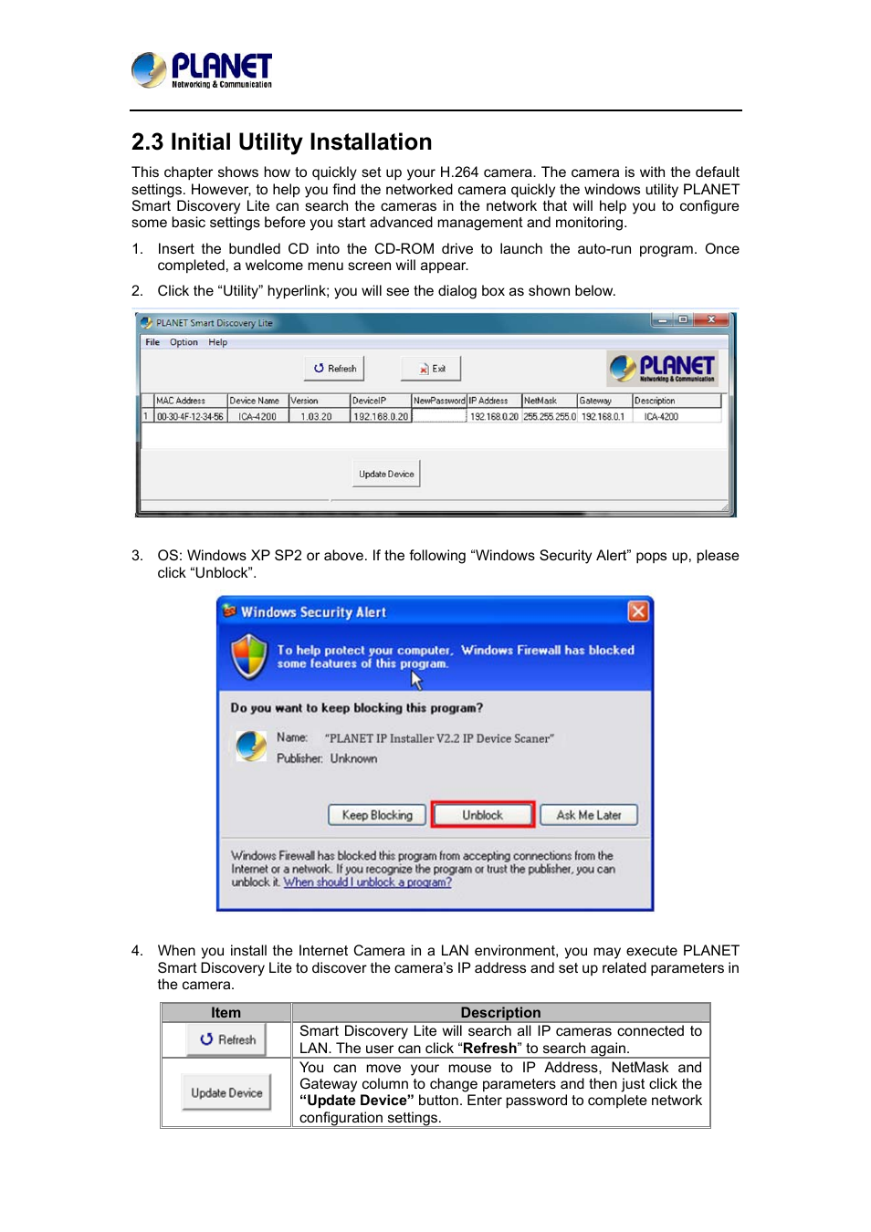 3 initial utility installation | PLANET ICA-4200 User Manual | Page 12 / 60