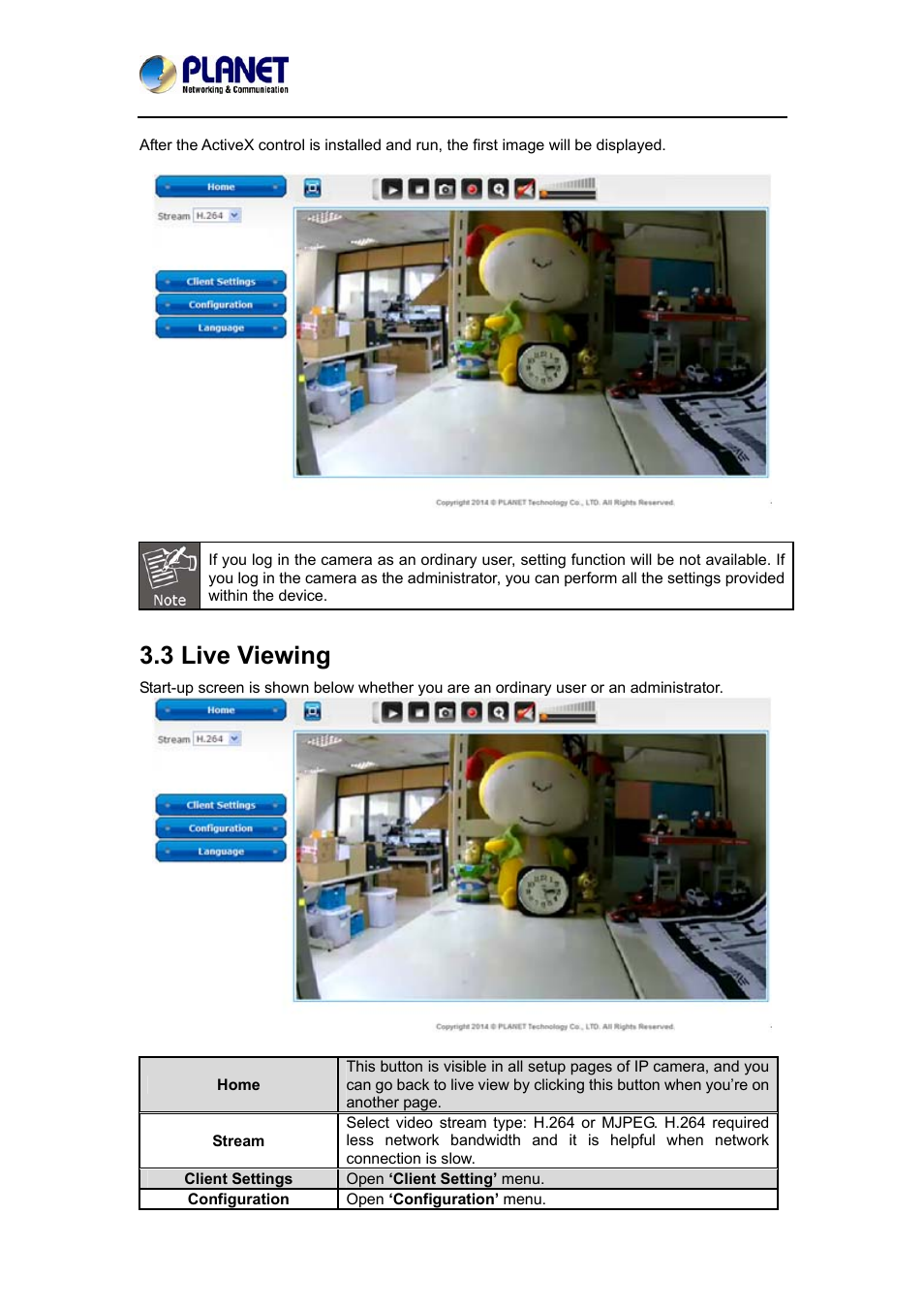 3 live viewing | PLANET ICA-4200 User Manual | Page 23 / 60