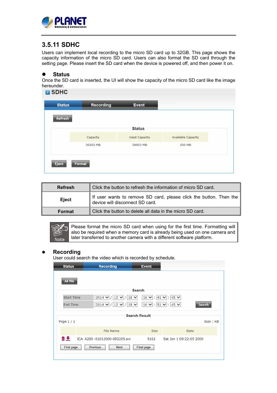 11 sdhc | PLANET ICA-4200 User Manual | Page 47 / 60