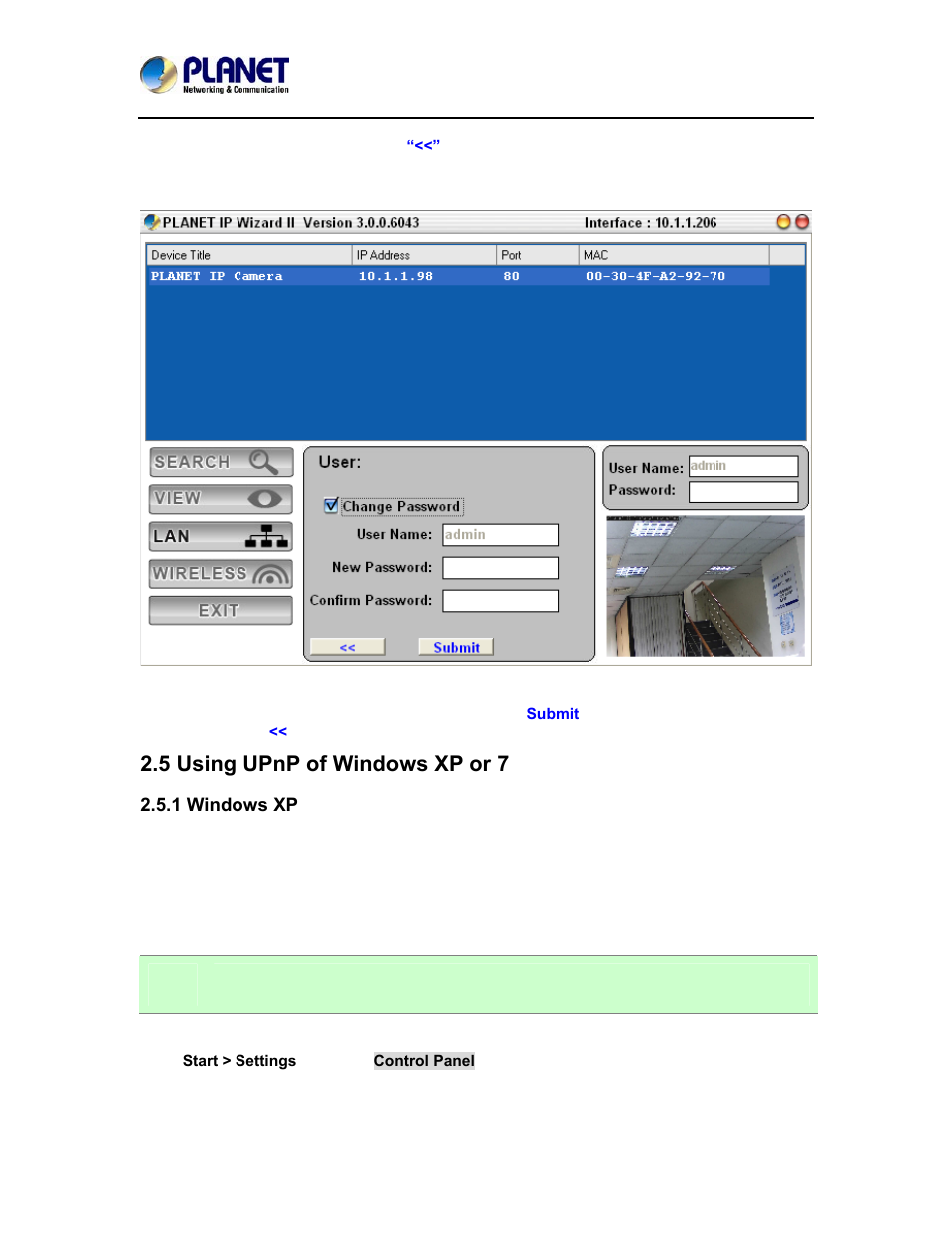 5 using upnp of windows xp or 7, 1 windows xp | PLANET ICA-4200V User Manual | Page 25 / 98