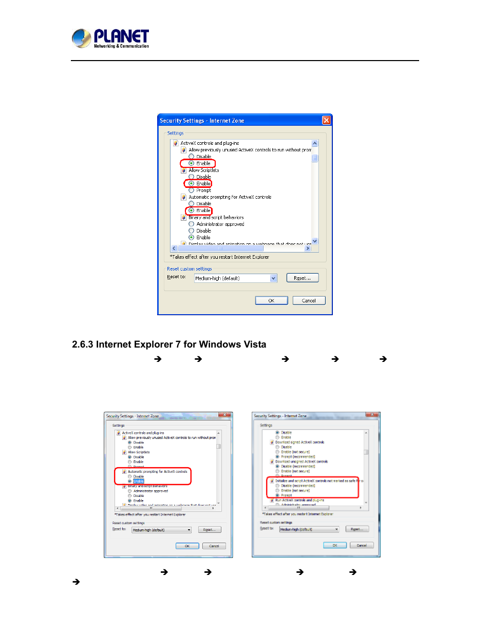 3 internet explorer 7 for windows vista | PLANET ICA-4200V User Manual | Page 33 / 98