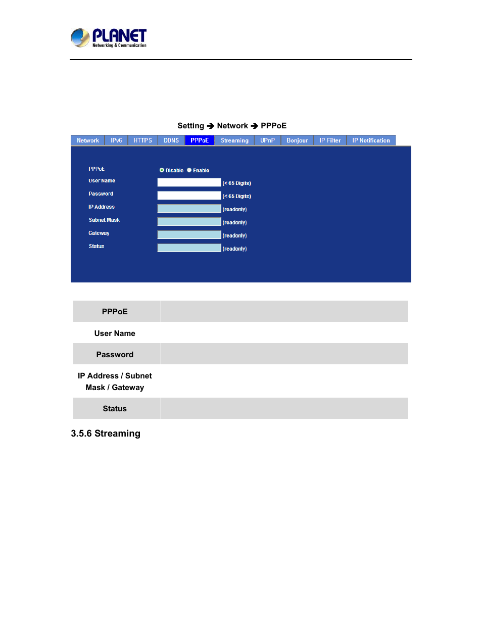 6 streaming | PLANET ICA-4200V User Manual | Page 47 / 98