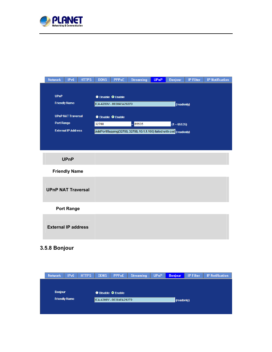 8 bonjour | PLANET ICA-4200V User Manual | Page 49 / 98