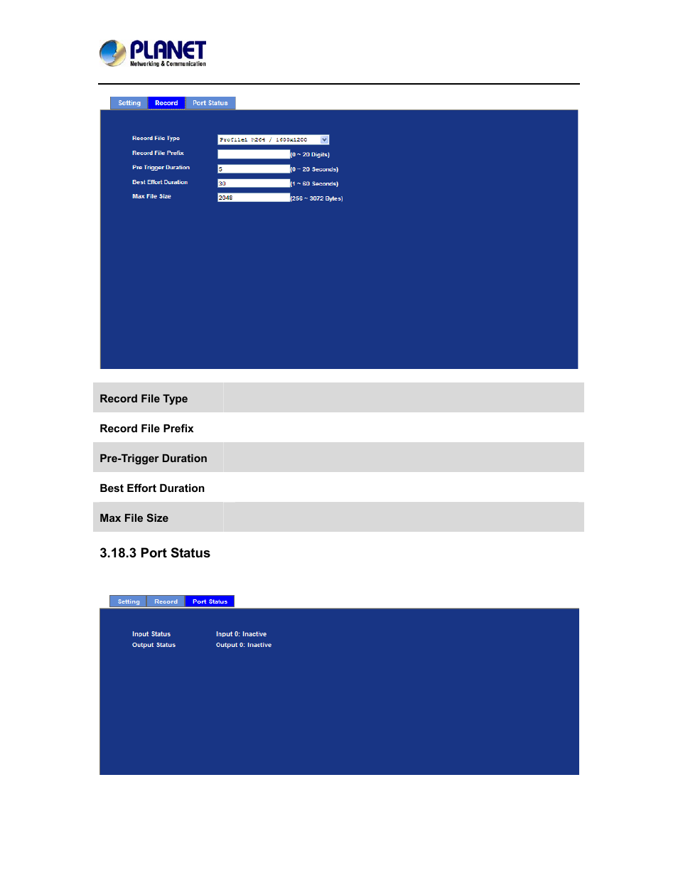 3 port status | PLANET ICA-4200V User Manual | Page 85 / 98