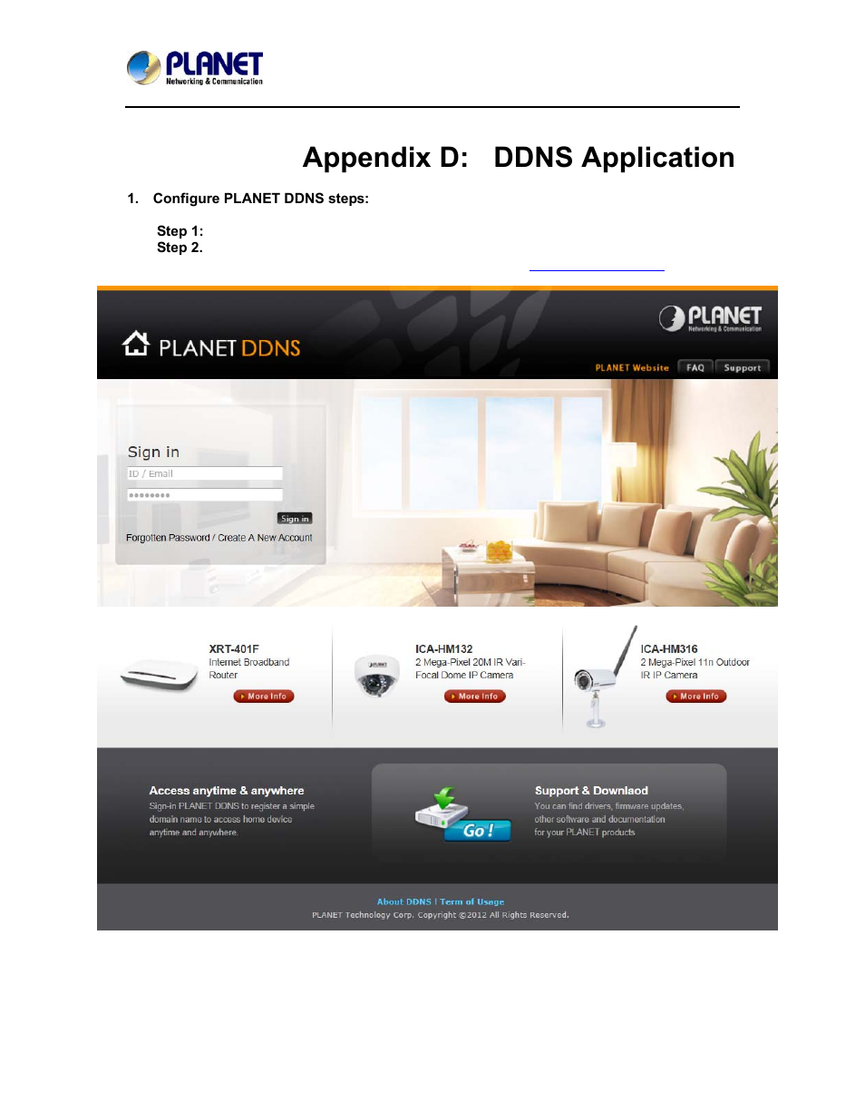 Appendix d: ddns application | PLANET ICA-4200V User Manual | Page 89 / 98