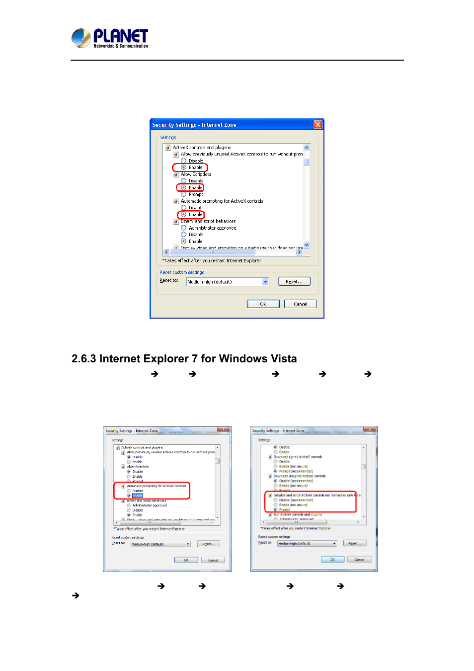 3 internet explorer 7 for windows vista | PLANET ICA-4200V User Manual | Page 30 / 87