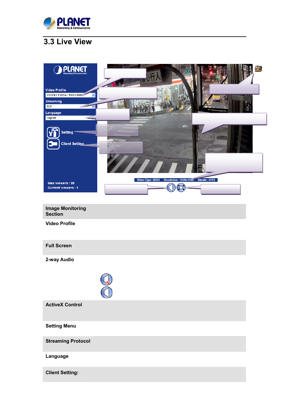 3 live view | PLANET ICA-4200V User Manual | Page 34 / 87