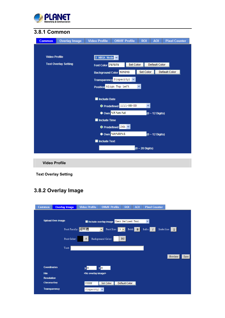 1 common, 2 overlay image, 1 common 3.8.2 overlay image | PLANET ICA-4200V User Manual | Page 54 / 87