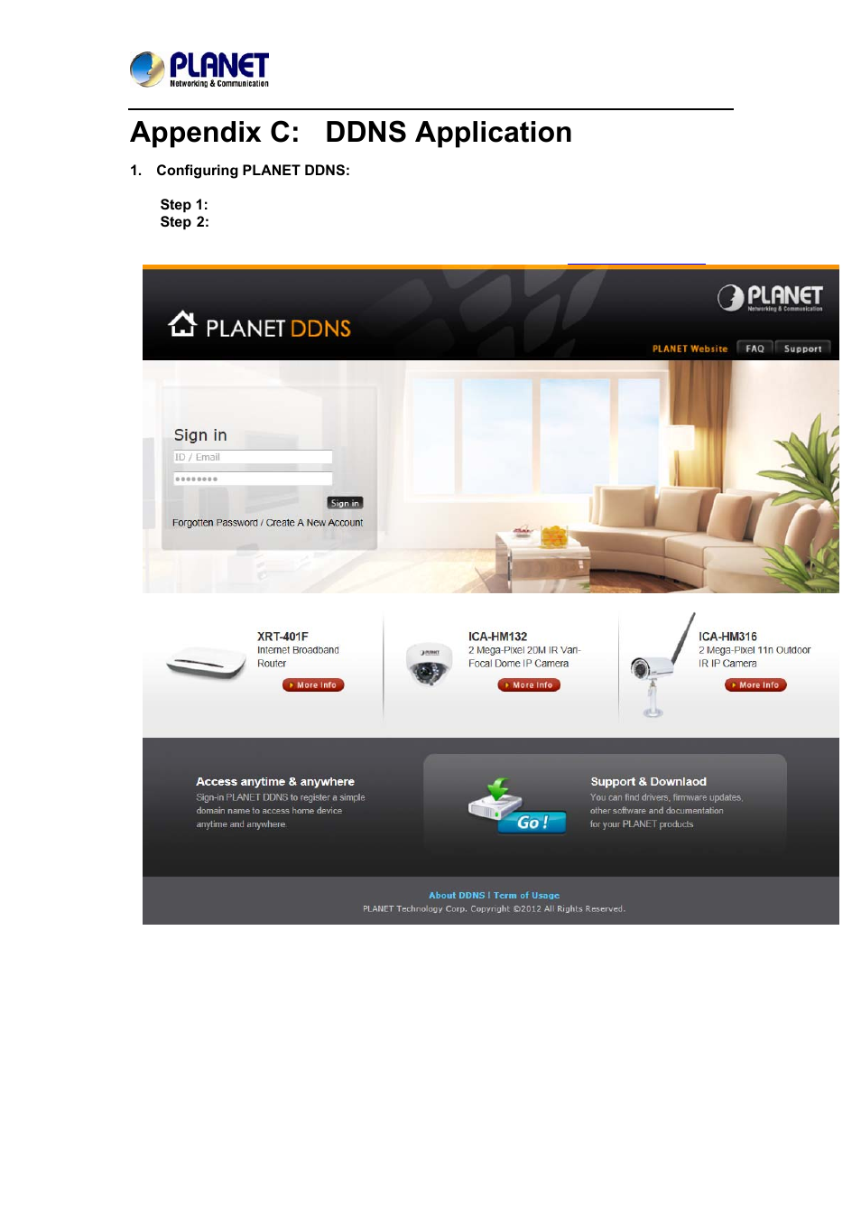 Appendix c: ddns application | PLANET ICA-4200V User Manual | Page 79 / 87