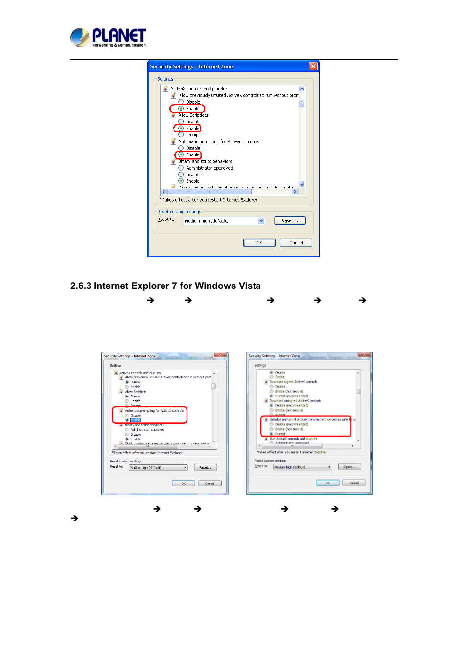 3 internet explorer 7 for windows vista | PLANET ICA-4210P User Manual | Page 29 / 93