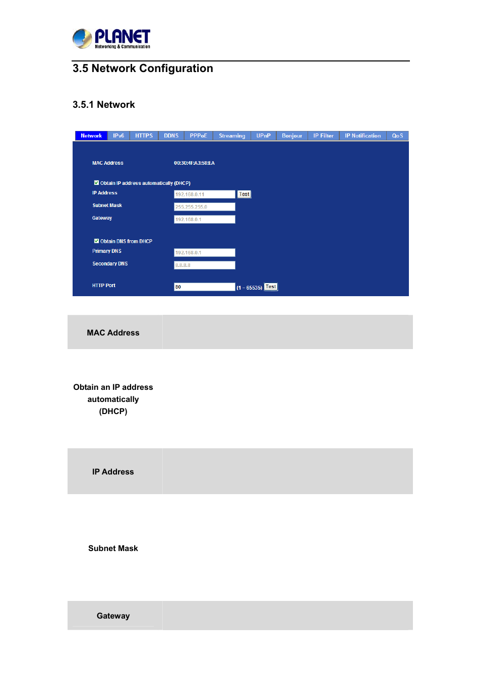 5 network configuration, 1 network | PLANET ICA-4210P User Manual | Page 37 / 93