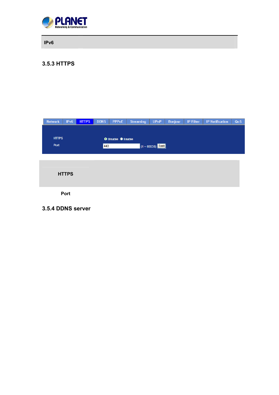 3 https, 4 ddns server, 3 https 3.5.4 ddns server | PLANET ICA-4210P User Manual | Page 39 / 93