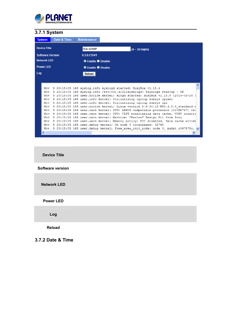 1 system, 2 date & time, 1 system 3.7.2 date & time | PLANET ICA-4210P User Manual | Page 52 / 93