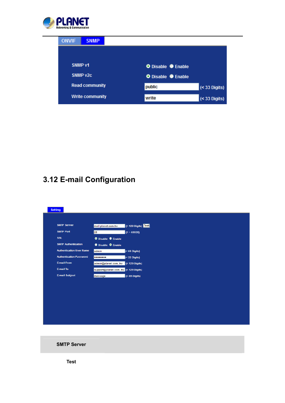 12 e-mail configuration | PLANET ICA-4210P User Manual | Page 64 / 93