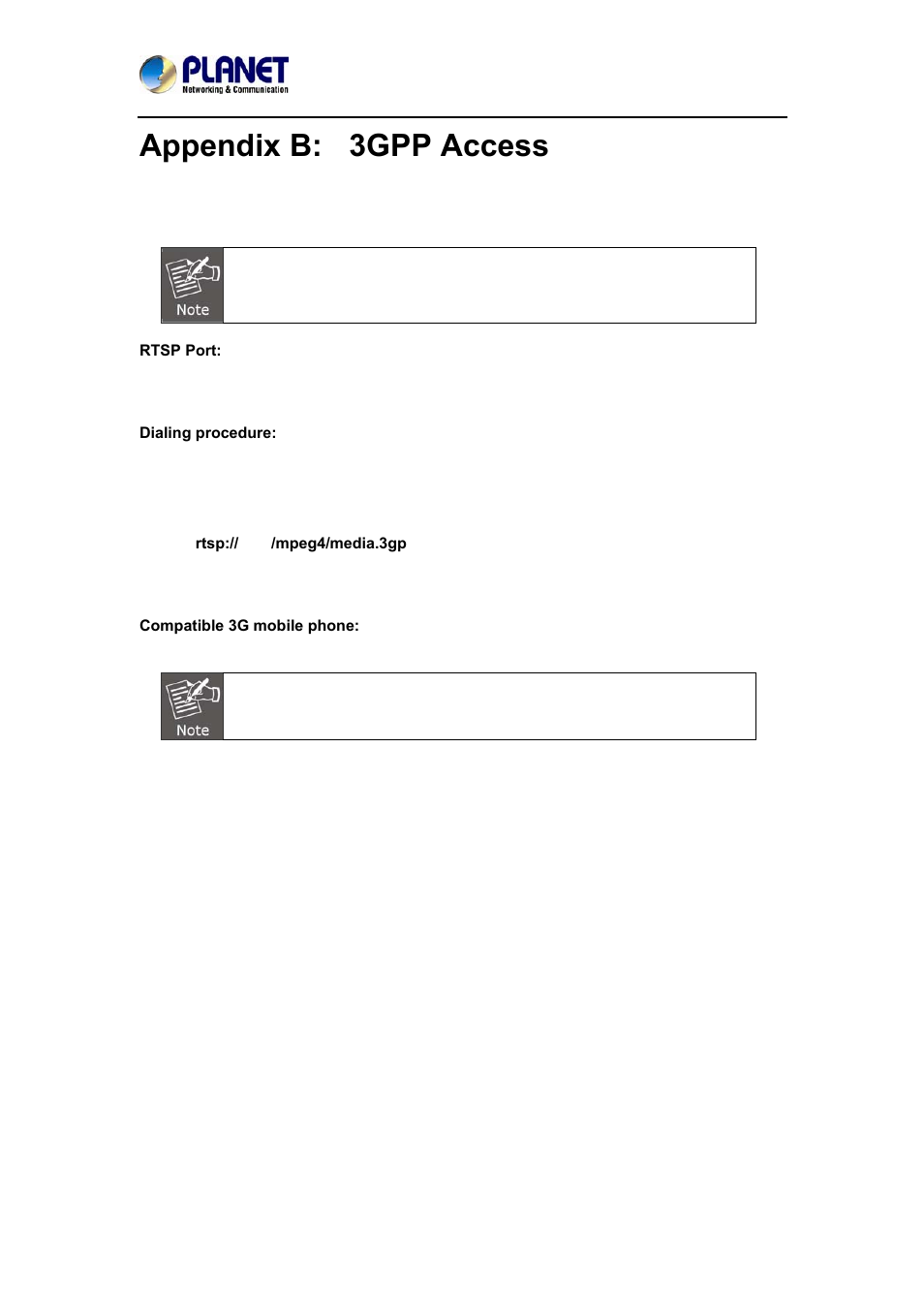 Appendix b: 3gpp access | PLANET ICA-4210P User Manual | Page 82 / 93