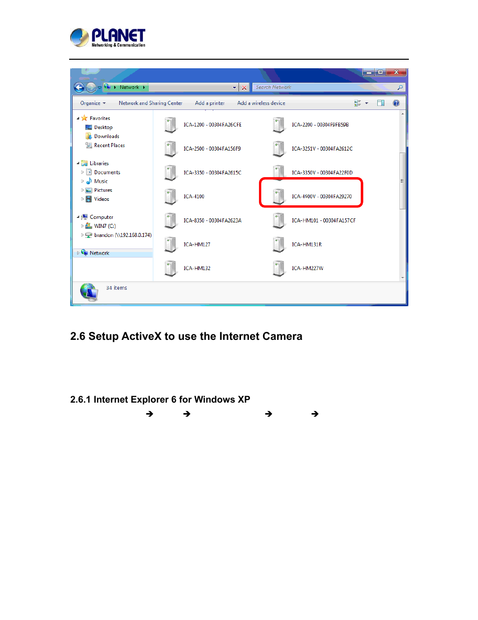 6 setup activex to use the internet camera, 1 internet explorer 6 for windows xp | PLANET ICA-4500V User Manual | Page 32 / 99