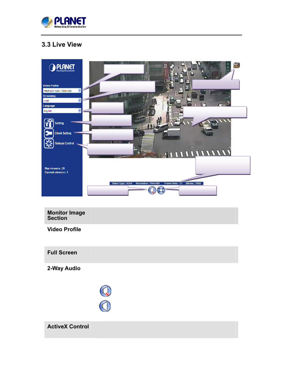 3 live view | PLANET ICA-4500V User Manual | Page 38 / 99