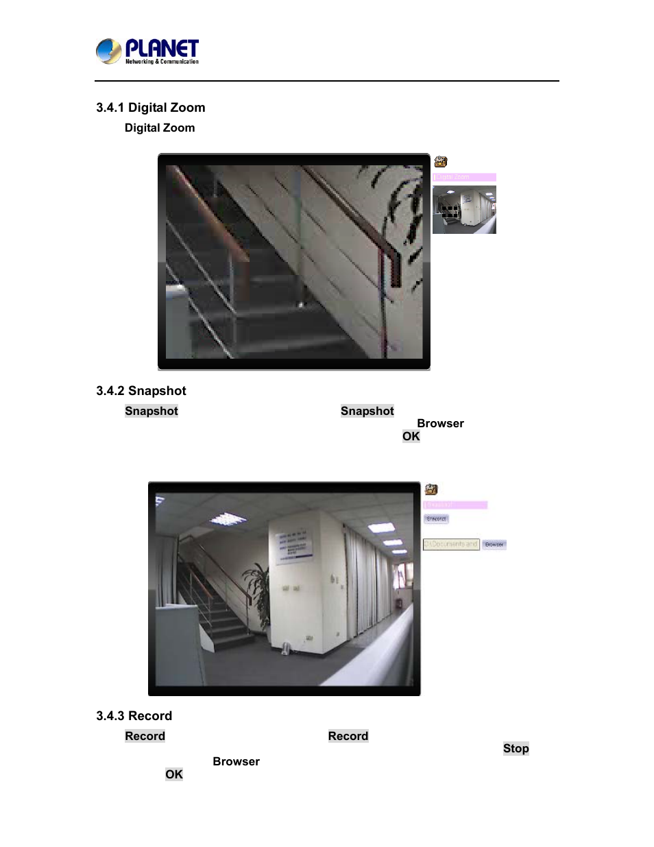 1 digital zoom, 2 snapshot, 3 record | PLANET ICA-4500V User Manual | Page 41 / 99
