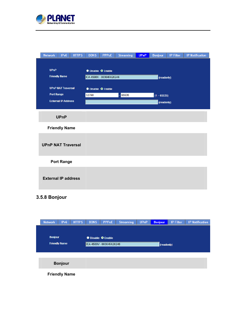 8 bonjour | PLANET ICA-4500V User Manual | Page 50 / 99