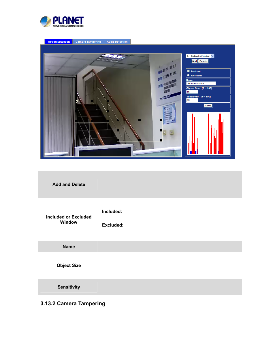 2 camera tampering | PLANET ICA-4500V User Manual | Page 73 / 99