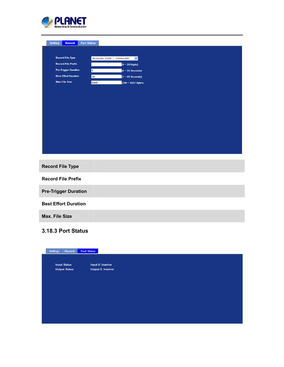 3 port status | PLANET ICA-4500V User Manual | Page 86 / 99