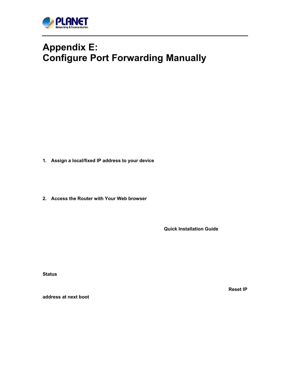 Appendix e: configure port forwarding manually, Appendix e, Configure port forwarding manually | PLANET ICA-4500V User Manual | Page 91 / 99