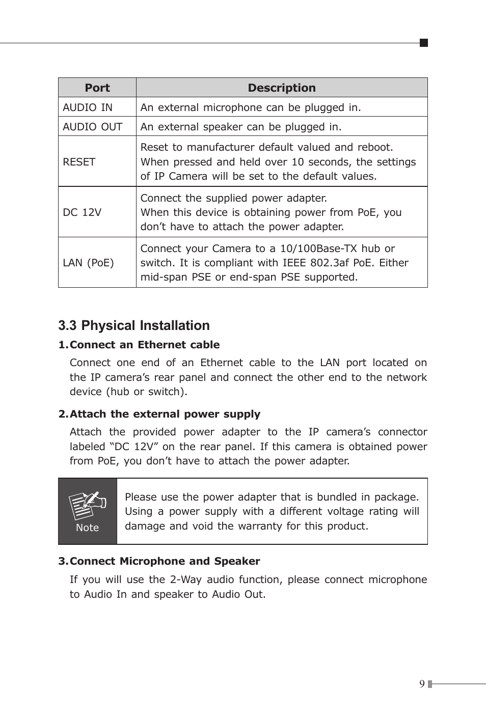 3 physical installation | PLANET ICA-510 User Manual | Page 9 / 28