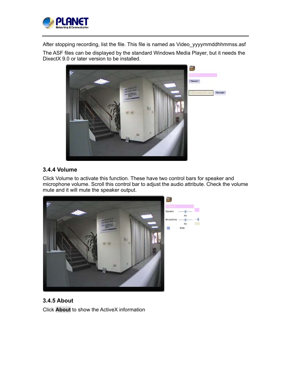 4 volume, 5 about, 4 volume 3.4.5 about | PLANET ICA-5150 User Manual | Page 36 / 90