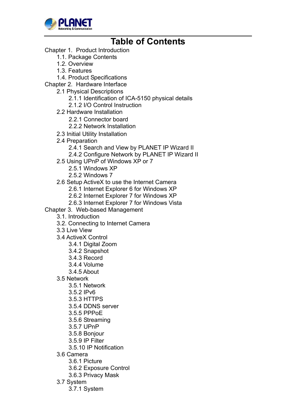 PLANET ICA-5150 User Manual | Page 4 / 90