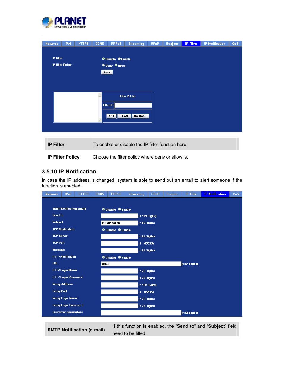 10 ip notification | PLANET ICA-5150 User Manual | Page 44 / 90