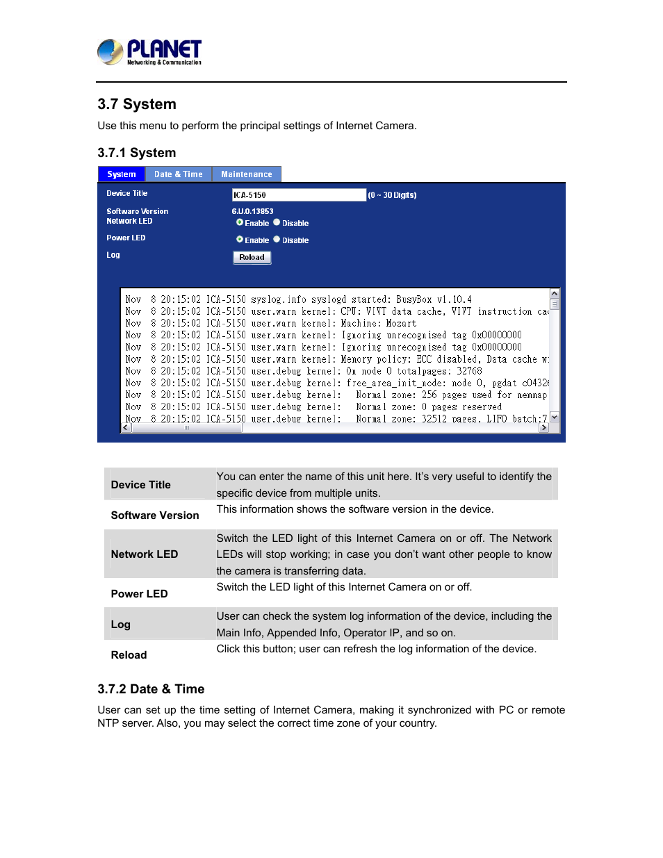 7 system, 1 system, 2 date & time | PLANET ICA-5150 User Manual | Page 49 / 90