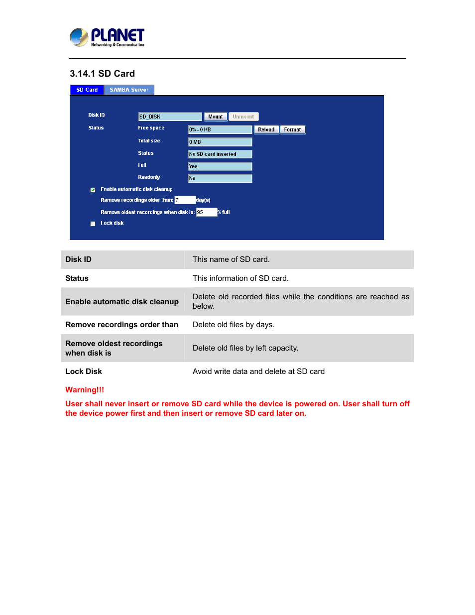 1 sd card | PLANET ICA-5150 User Manual | Page 66 / 90