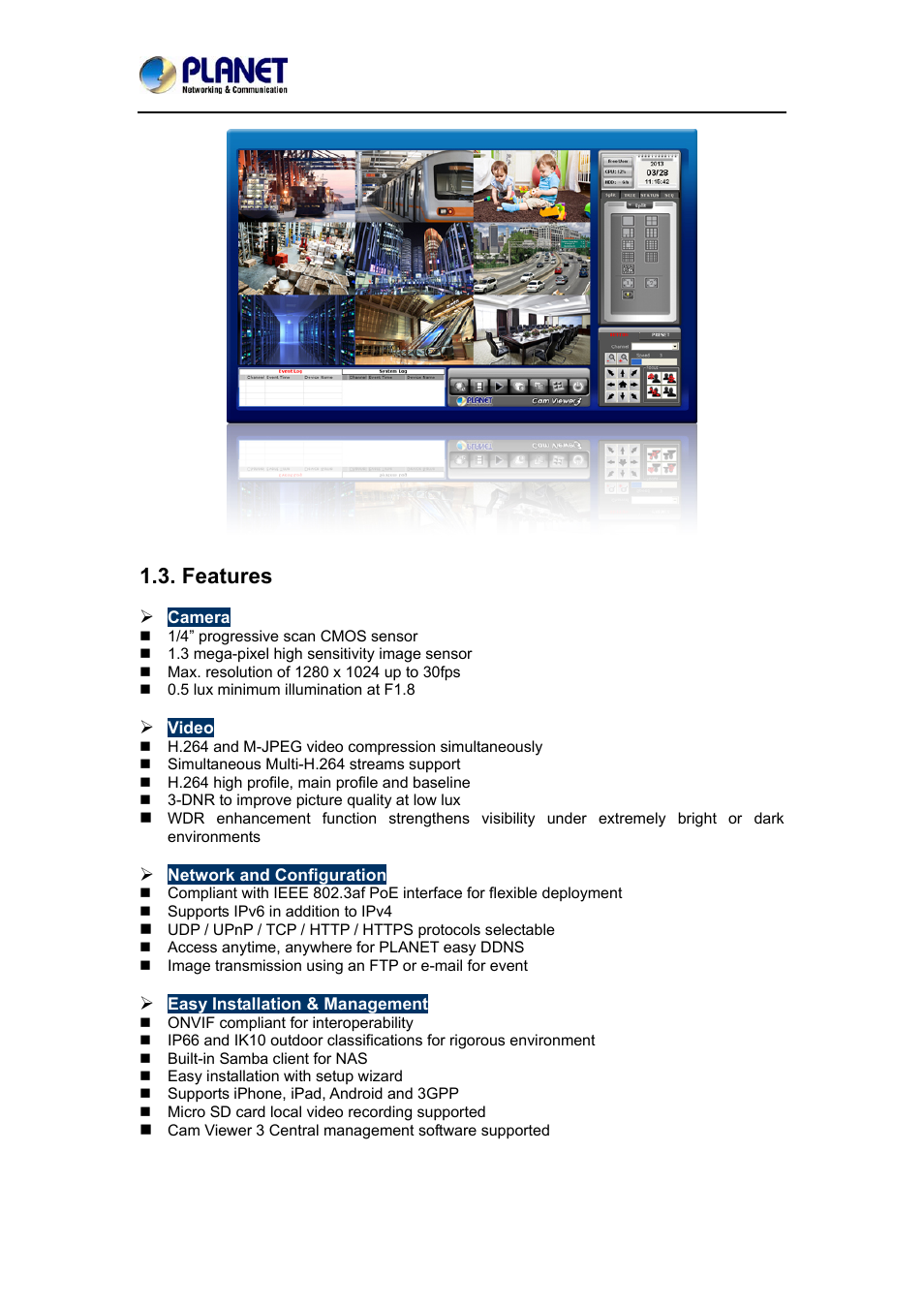 Features | PLANET ICA-5150 User Manual | Page 8 / 90