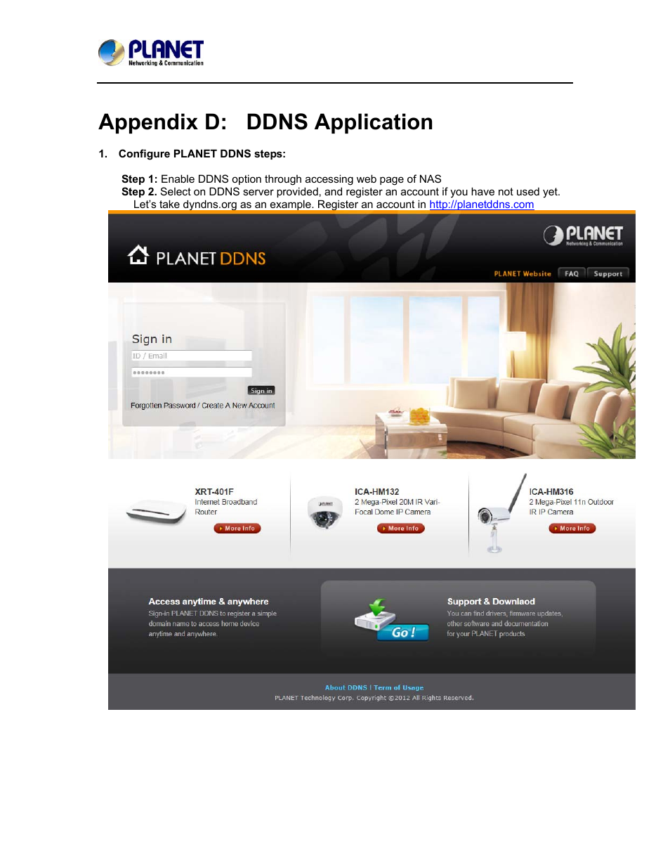 Appendix d: ddns application, Appendix d, Ddns application | PLANET ICA-5150 User Manual | Page 81 / 90