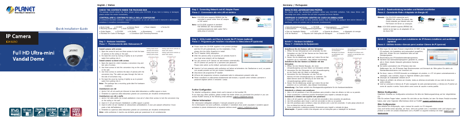 PLANET ICA-5250 User Manual | 2 pages