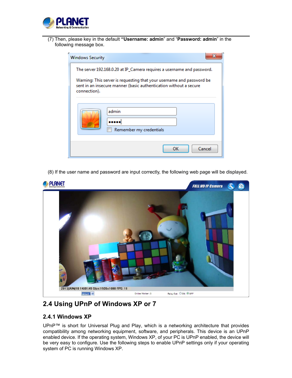 4 using upnp of windows xp or 7, 1 windows xp | PLANET ICA-5250 User Manual | Page 18 / 74