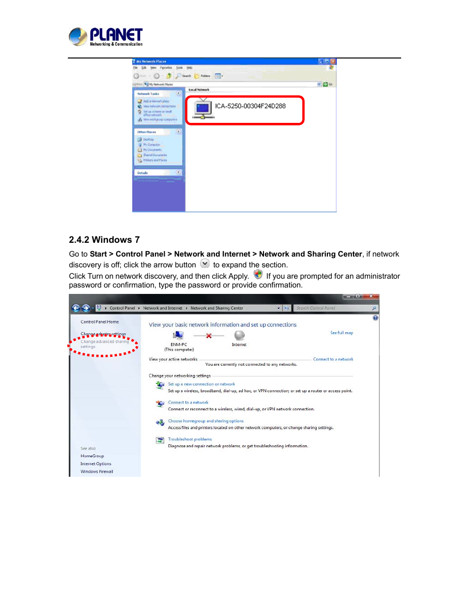 2 windows 7 | PLANET ICA-5250 User Manual | Page 23 / 74
