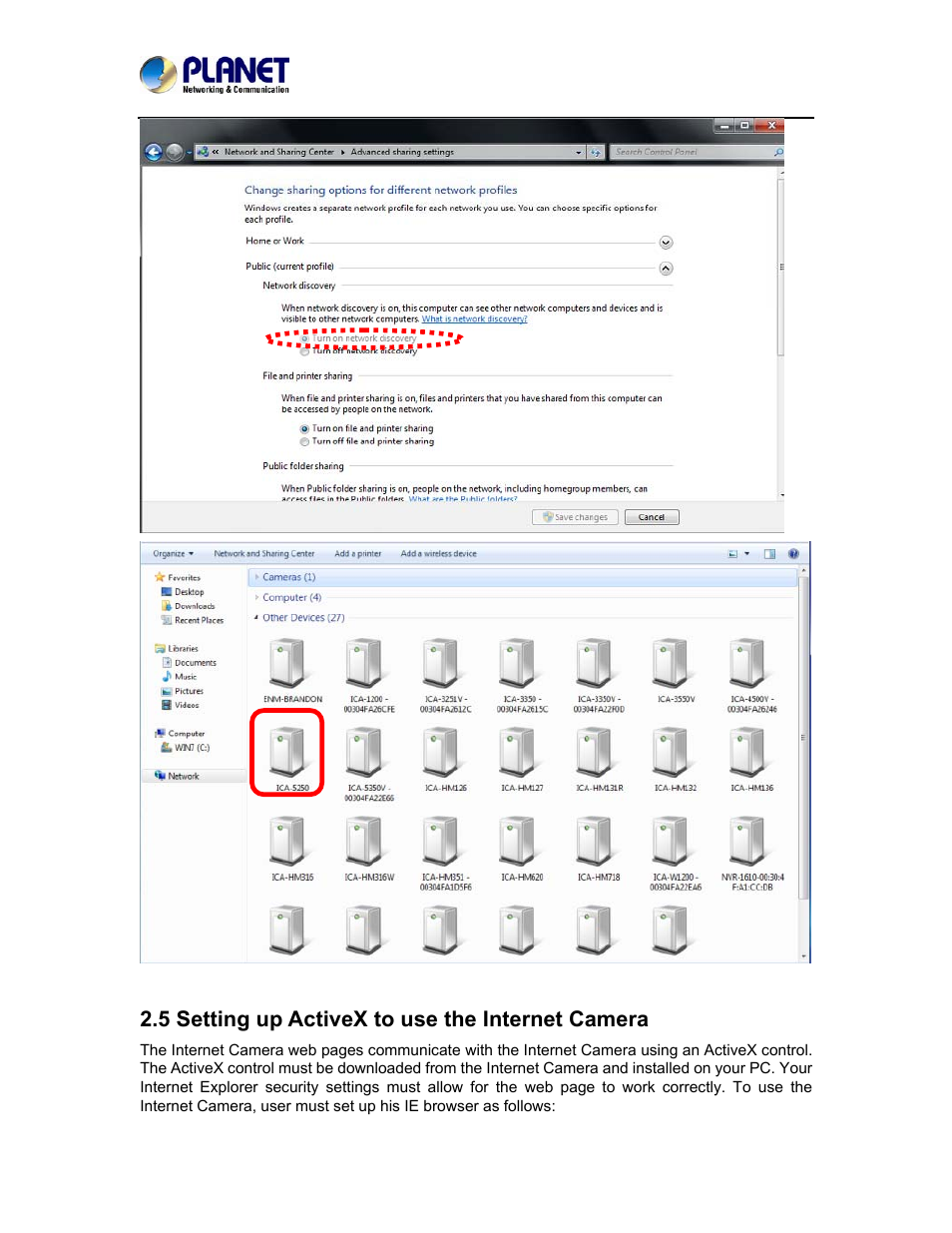 5 setting up activex to use the internet camera | PLANET ICA-5250 User Manual | Page 24 / 74