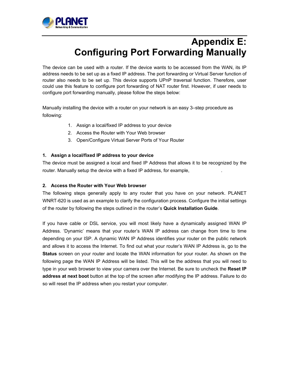 Appendix e: configuring port forwarding manually | PLANET ICA-5250 User Manual | Page 67 / 74