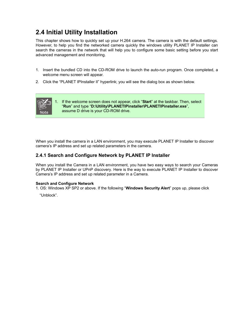 4 initial utility installation | PLANET ICA-5250V User Manual | Page 20 / 81