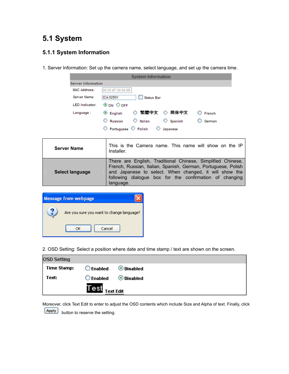 1 system, 1 system information | PLANET ICA-5250V User Manual | Page 33 / 81