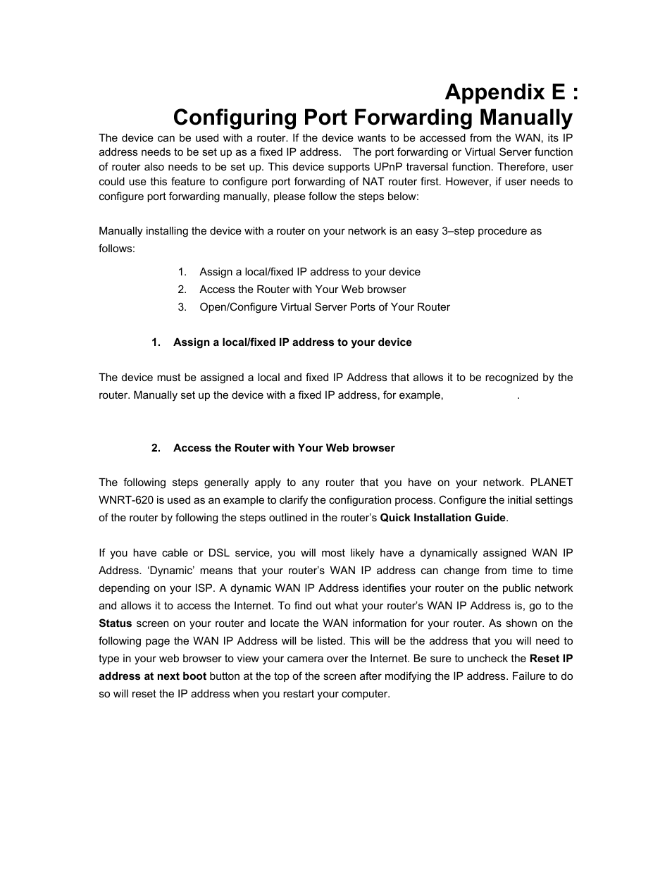 Appendix e : configuring port forwarding manually, Appendix e, Configuring port forwarding manually | PLANET ICA-5250V User Manual | Page 74 / 81