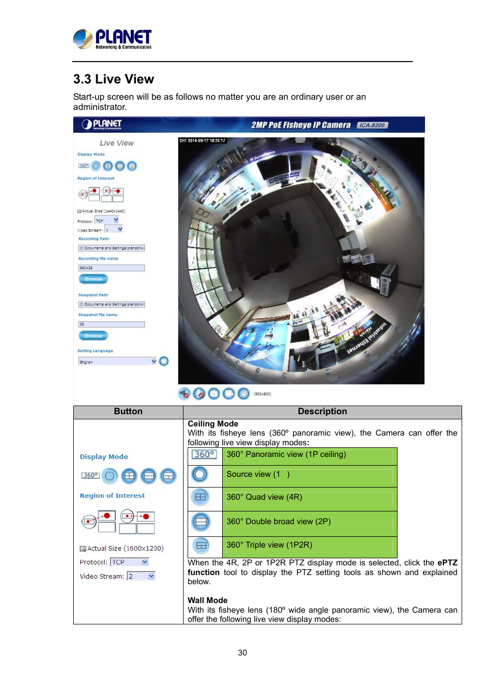 3 live view | PLANET ICA-8200 User Manual | Page 30 / 68