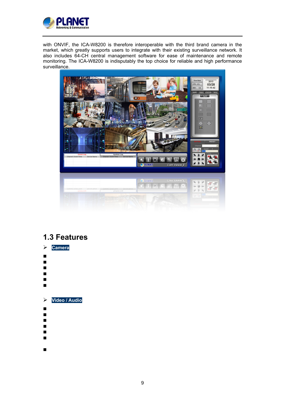 3 features | PLANET ICA-8200 User Manual | Page 9 / 68