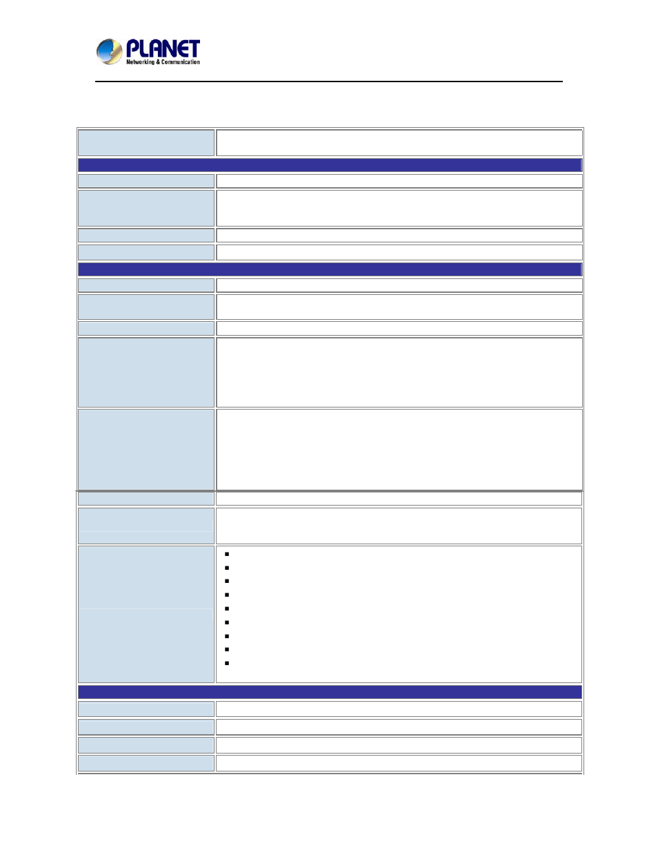 Product specification | PLANET ICA-8350 User Manual | Page 11 / 103